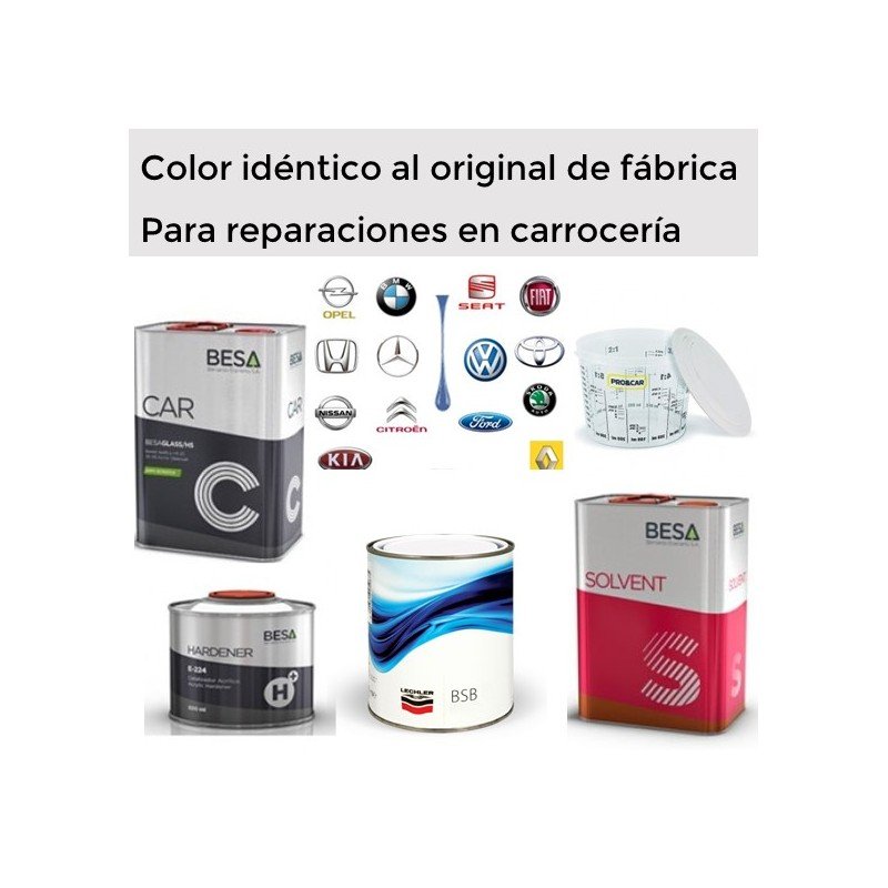 Kit Pintura Coche Color Original + Masilla Poliester + Imprimación + Barniz  bicapa - Evo Colors